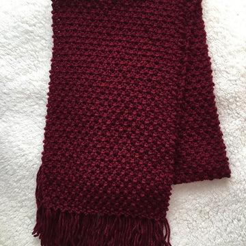 Moss Stitch Scarf with Fringe