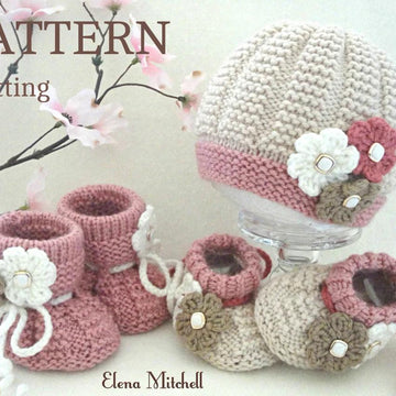 Pattern Knitting Baby Set Baby Cap and Baby Shoes