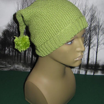 Moss Stitch (Seed Stitch) Pixie Bobble Slouch Hat