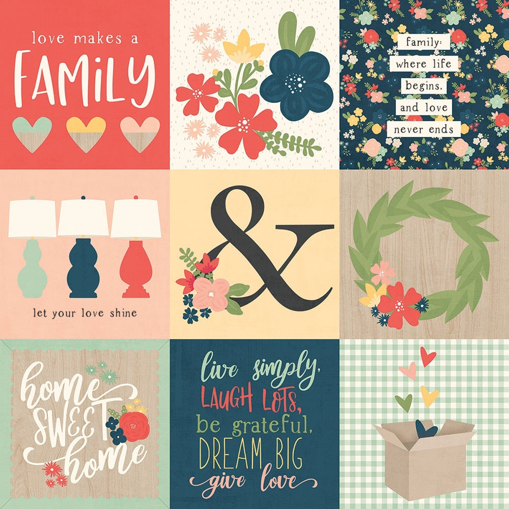 Simple Stories So Happy Together Double-Sided Cardstock 12"X12" 25/Pkg - 4"X4" Elements