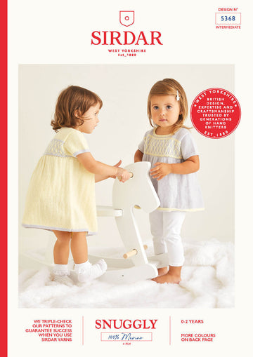 Babies Dress & Tunic in Sirdar Snuggly 100% Merino 4 Ply  - 5368 - Leaflet