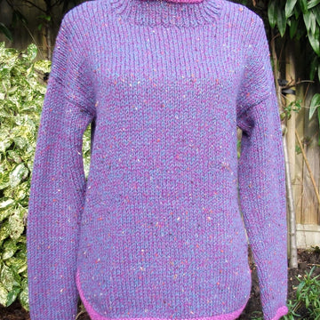 Split Length Tunic Sweater with Contrast Hems