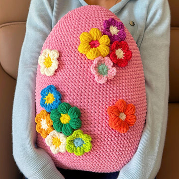 Egg Pillow with 3D Flowers