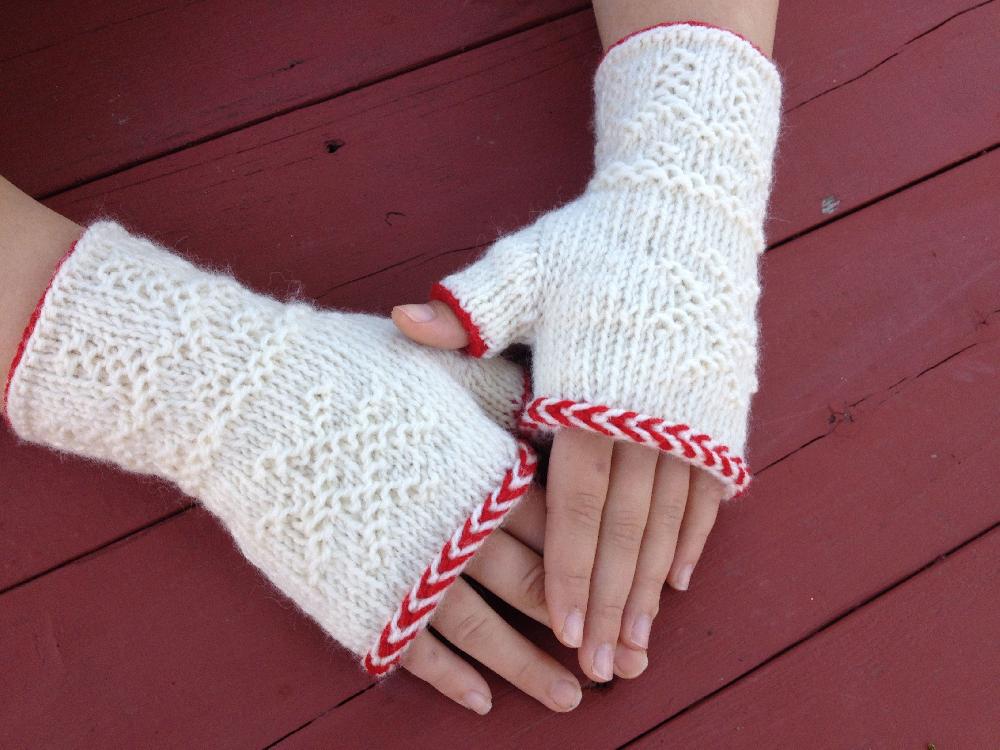 Twined Knitted Fingerless Mitts