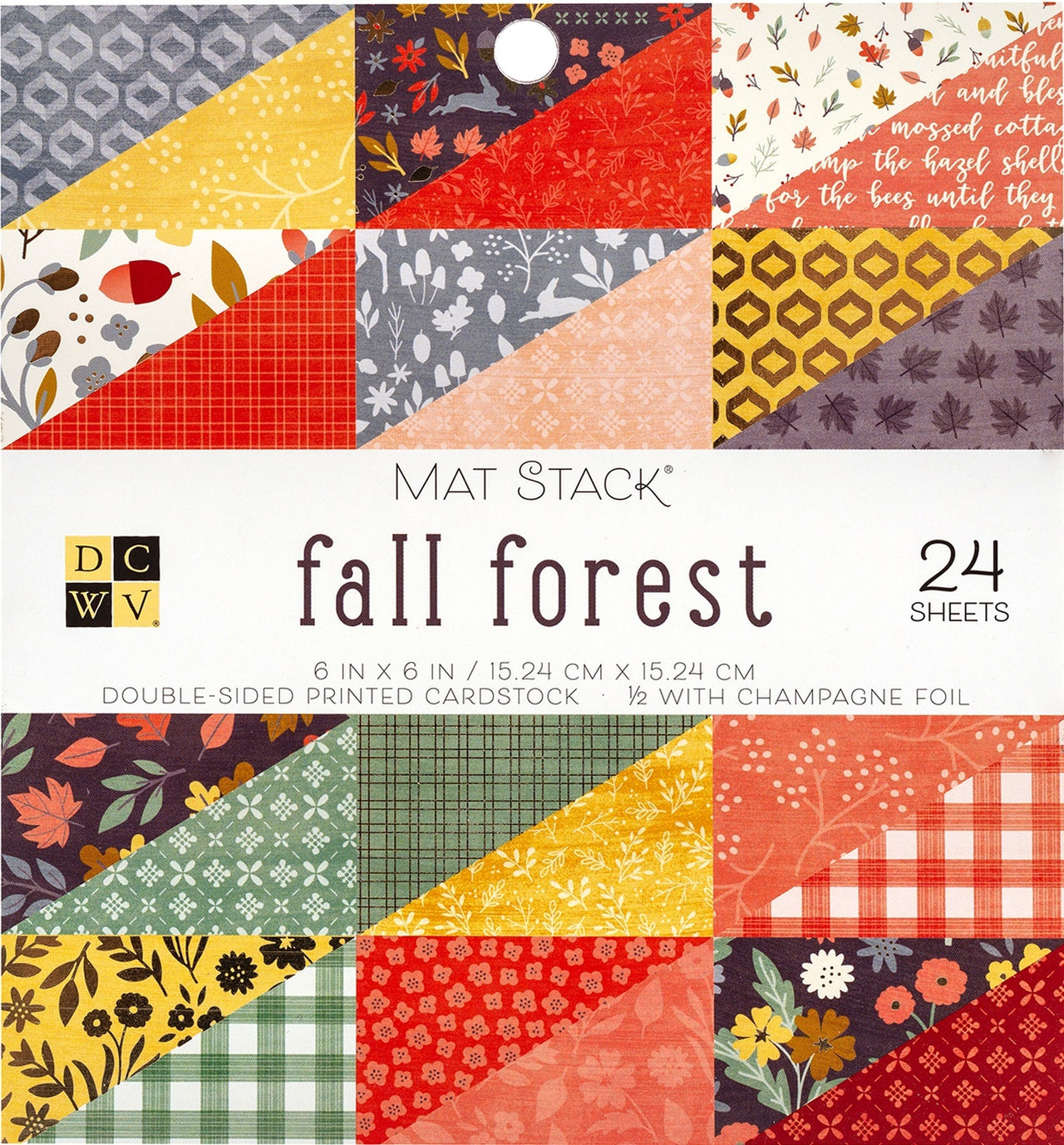 American Crafts DCWV Double-Sided Cardstock Stack 6"X6" 24/Pkg - Fall Forest, 12 Designs/2 Each