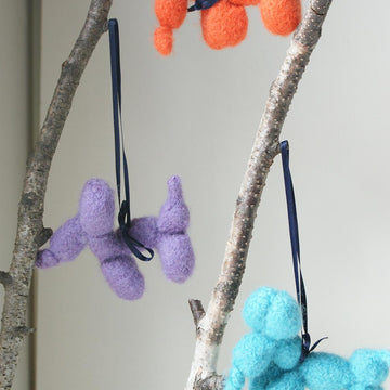 Knit Balloon-Dog Wool Felt Toy Ornament (3.5")