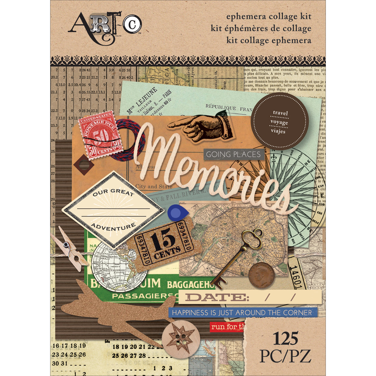 Momenta Art-C Ephemera Collage Pack 125/Pkg - Travel