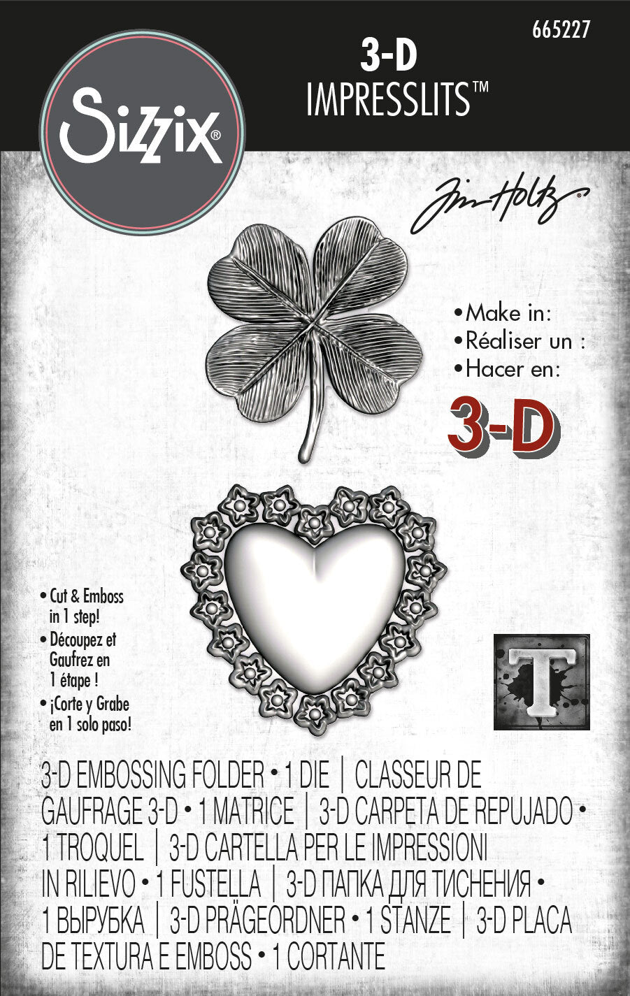 Sizzix 3-D Impresslits Embossing Folder - Lucky Love by Tim Holtz
