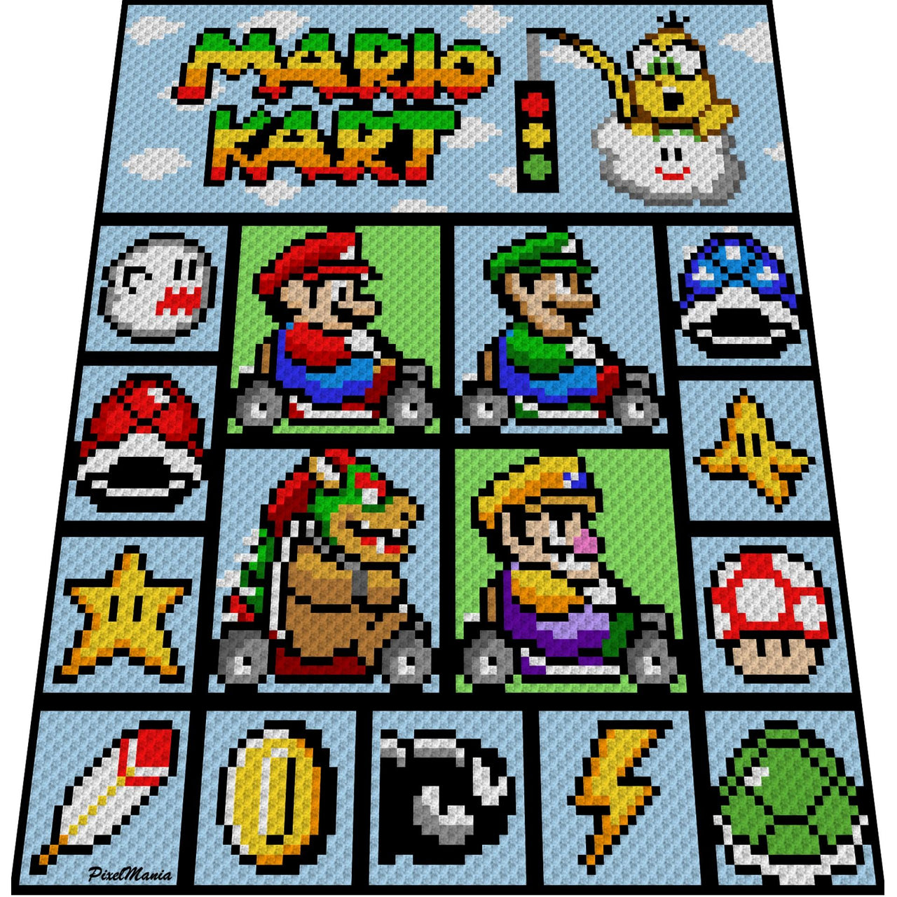 MARIO KART - Super Mario inspired graph for C2C blanket