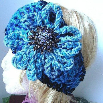 322 CHUNKY STYLE BLUE HEADBAND WITH FLOWER