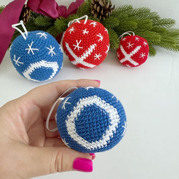 Red X Blue O Christmas ball ornament