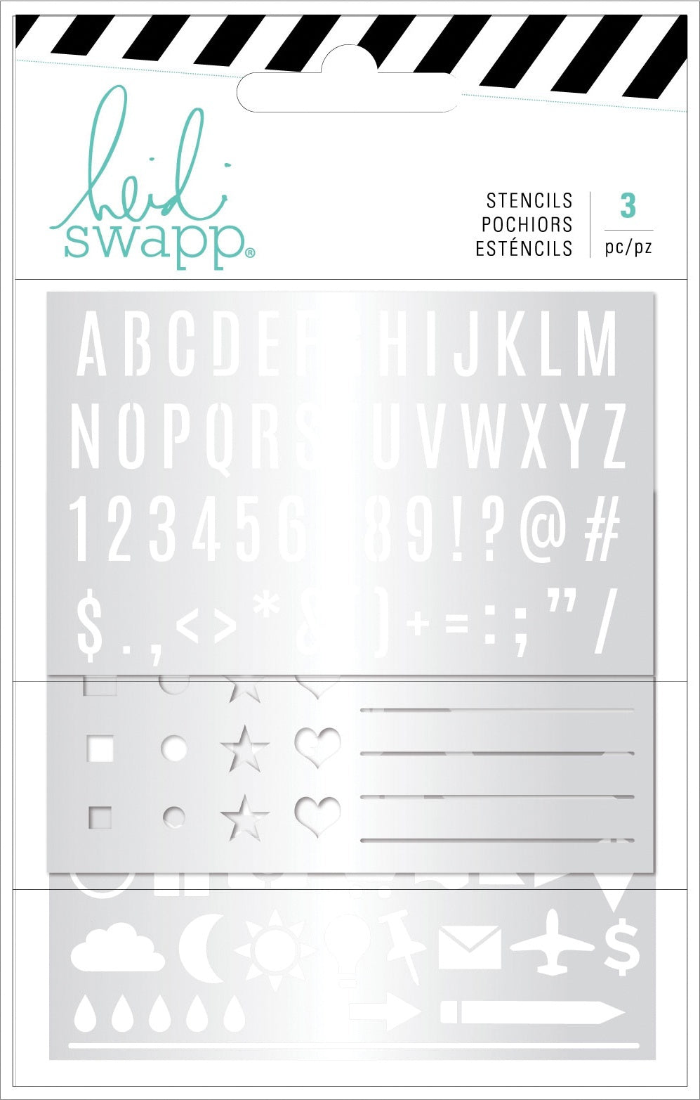 American Crafts Heidi Swapp Memory Planner Stencils 3/Pkg - Color Fresh