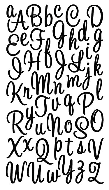 Sticko Alphabet Stickers - Sweetheart Script Small Glitter Black