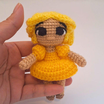 Yellow Rainbow Crochet Doll 3 Levels in 1
