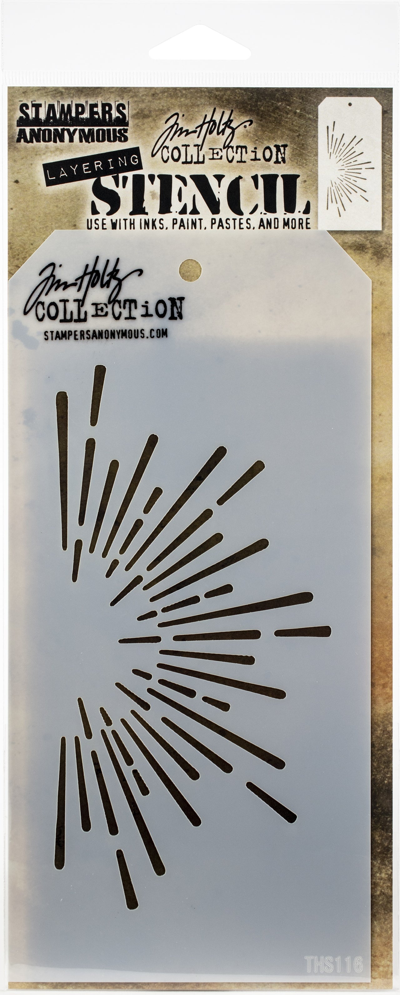 Stampers Anonymous Tim Holtz Layered Stencil 4.125"X8.5" - Burst