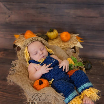 Newborn Scarecrow Outfit with Corn and Pumpkin