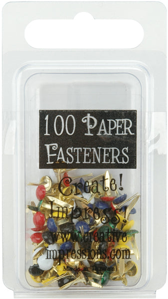 Creative Impressions Mini Metal Paper Fasteners 3mm 100/Pkg - Round - Primary