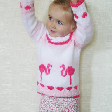 Flamingos and Hearts Sweater