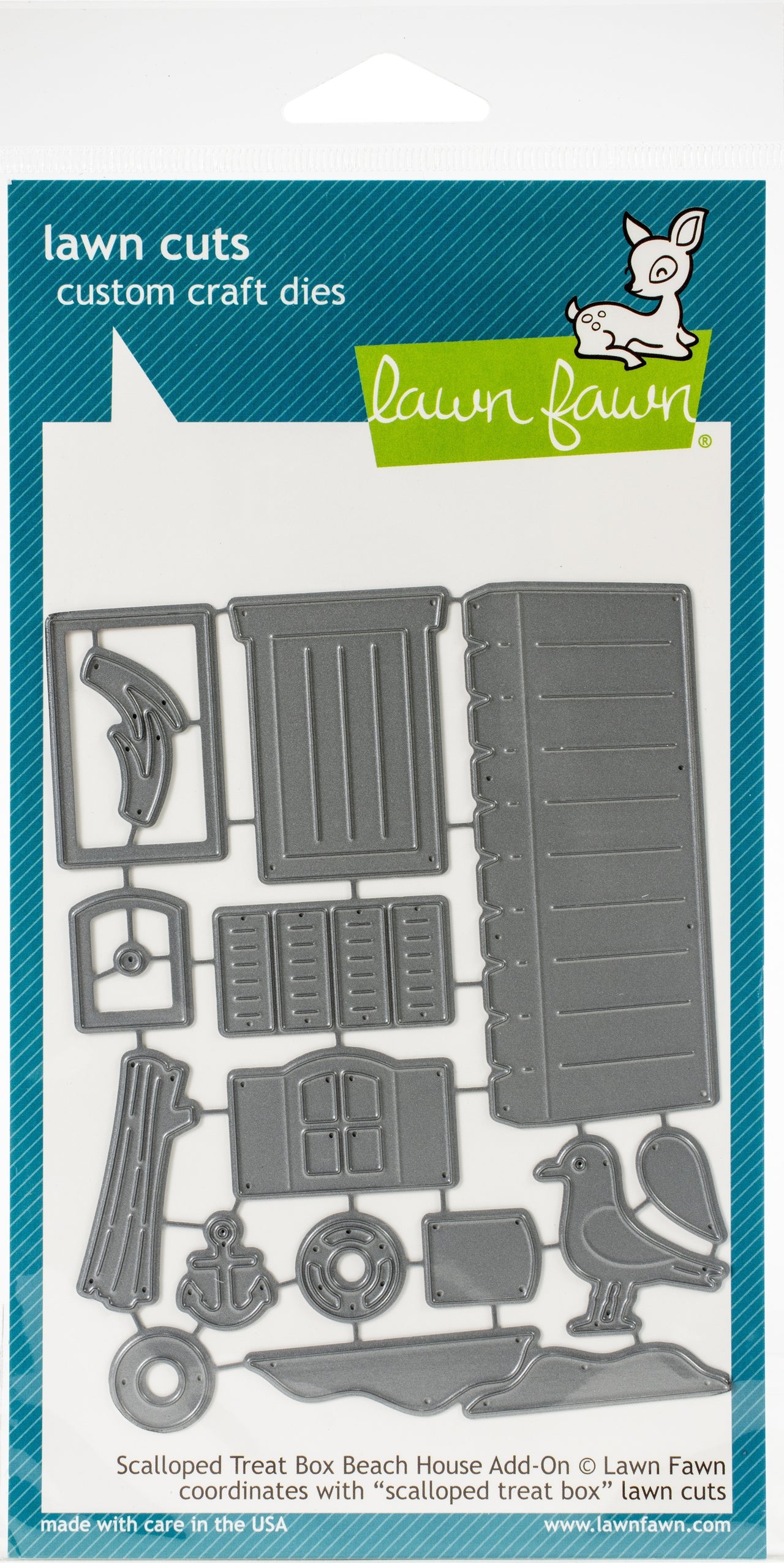 Lawn Fawn Lawn Cuts Custom Craft Die - Scalloped Treat Box Beach House Add-On