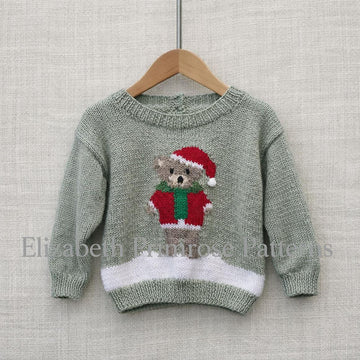 Children’s Freddy the Teddy Bear Intarsia Jumper Knitting Pattern - Elizabeth Primrose Patterns (P181)