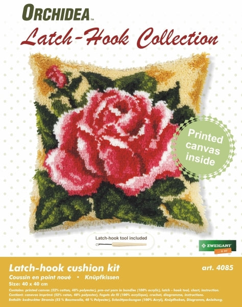 Orchidea Rose Cushion Latch Hook Kit: Large
