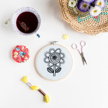 Cotton Clara Jane Foster Flower Embroidery Kit - 16cm