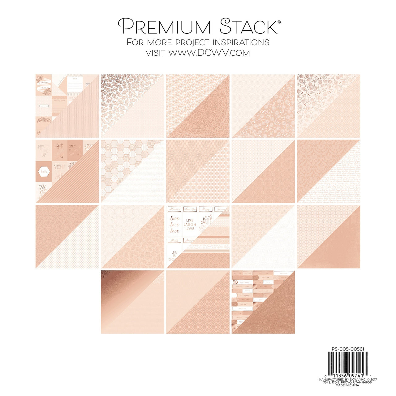 American Crafts DCWV Double-Sided Cardstock Stack 12"X12" 36/Pkg - Rose Quartz, 12 Designs/3 Each