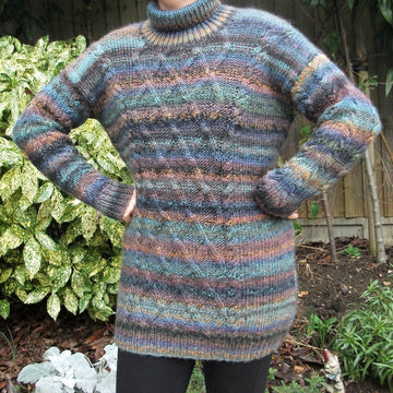 Unisex Trellis and Cable Sweater with Polo Neck