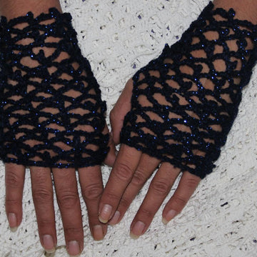 Midnight Sky Scarf and Fingerless Mittens