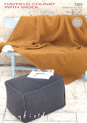 Footstool Cover & Throw in Hayfield Chunky with Wool - 7303 - Downloadable PDF