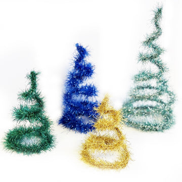 Crochet Christmas Tree Pattern - Mini Tinsel Trees, Tabletop Xmas Decor, Easy Beginner Pattern