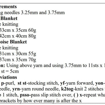 Dolls Blanket Knitting Pattern #694