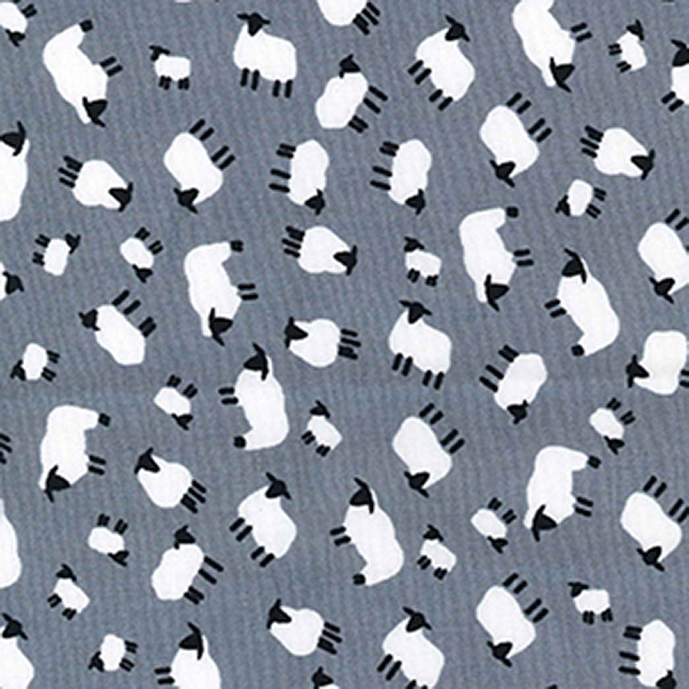 Rose & Hubble Cotton Poplin Printed - Sheep Silver