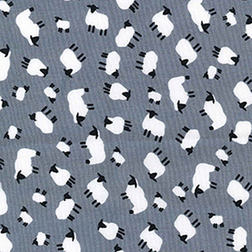Rose & Hubble Cotton Poplin Printed - Sheep Silver