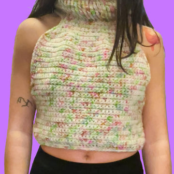 Cowl Neck Cropped Sweater Vest