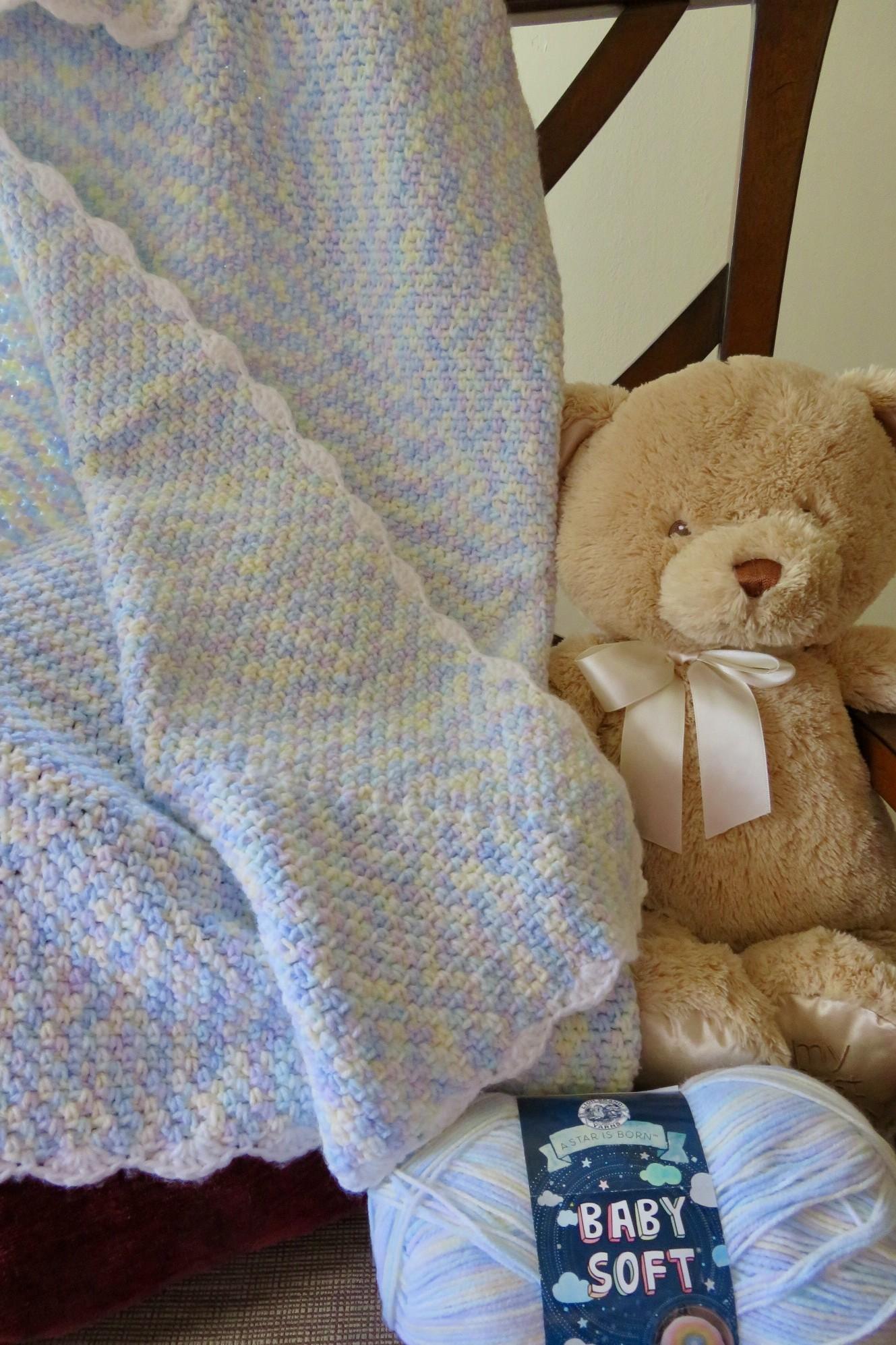 Morning Whispers Baby Blanket- Lion Brand Baby Soft (DK Weight - Beginner Friendly)