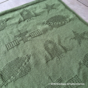 Space Rocket Knit Blanket