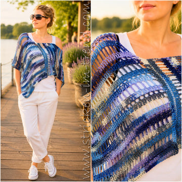 Crochet Pattern Summer Poncho RUSH #1 | Lightweight Shoulder Warmer with Lace Stitch Pattern PDF