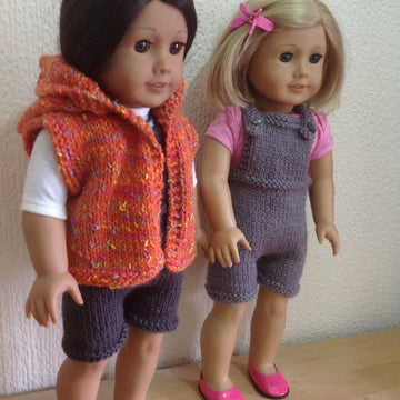 Dolls hooded gilet and dungarees