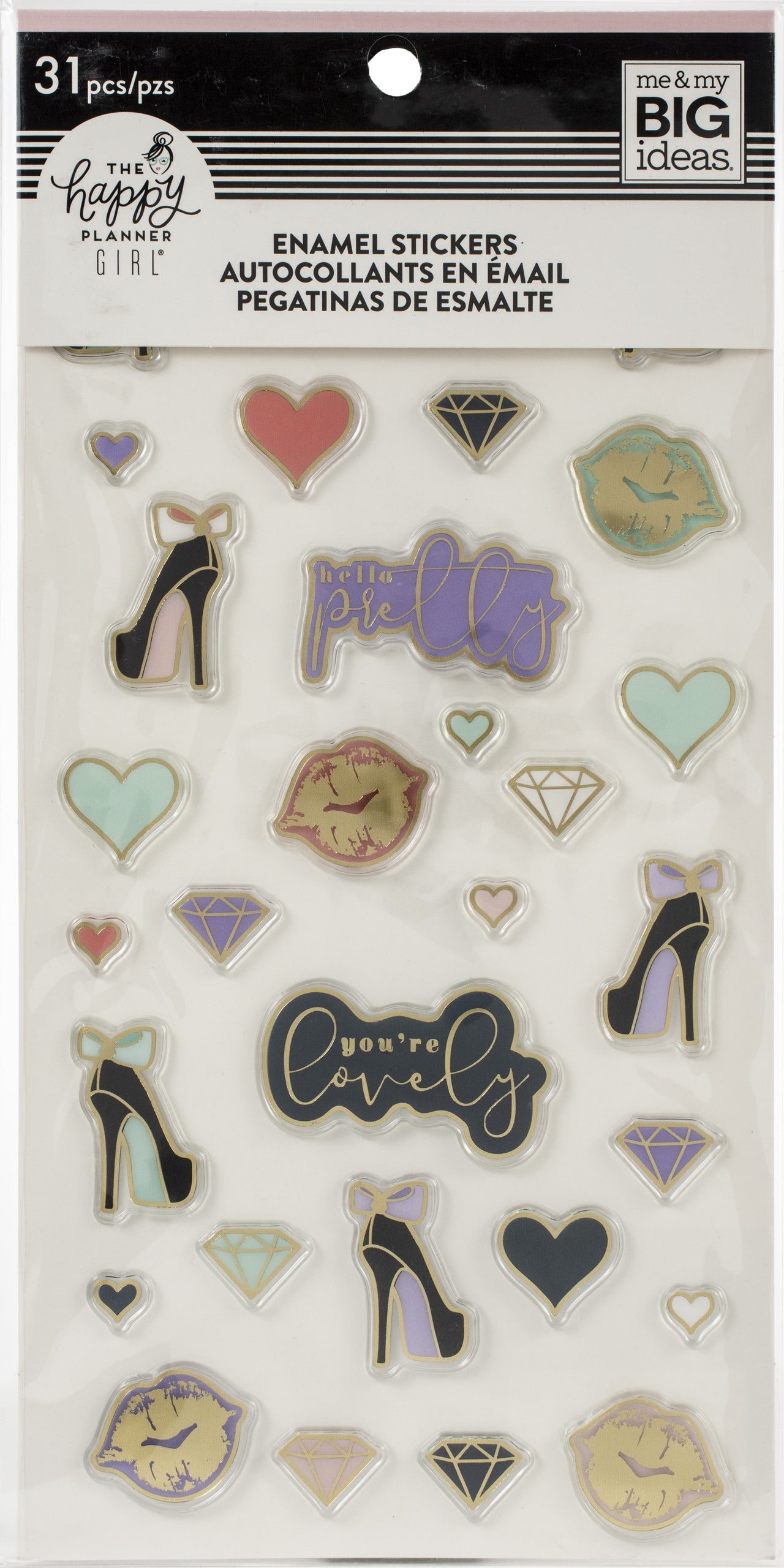 Happy Planner Enamel Sticker Sheet 8.5"X4.25" - Glam Girl
