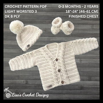 Cooper Baby Cardigan Hat and Booties Set
