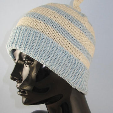 Simple Stripe Topknot Beanie Hat