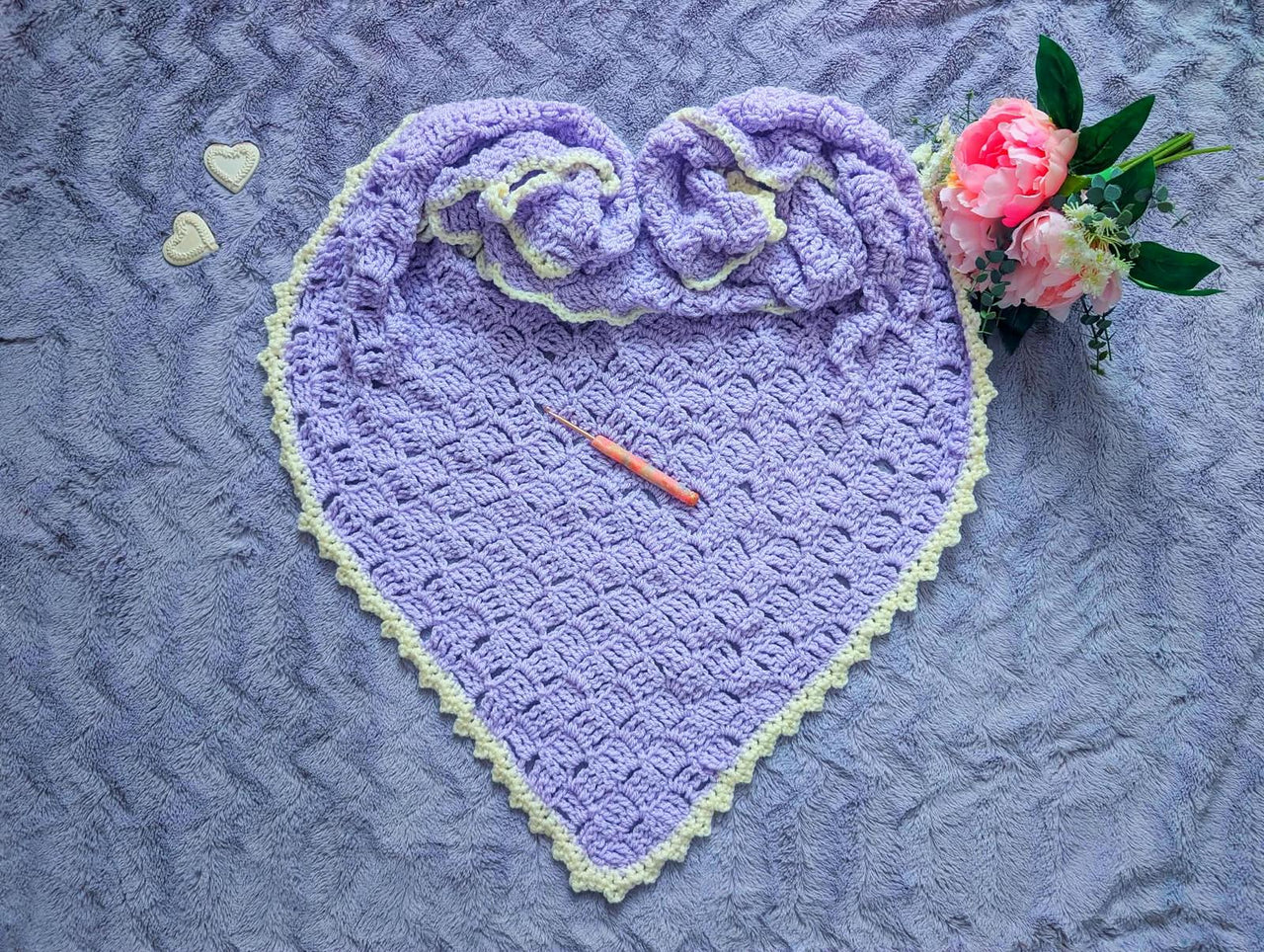Crochet Lavender Flower Shawl Pattern