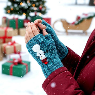 Snowman Fingerless Gloves