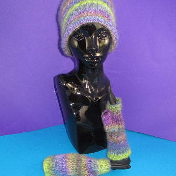 Mohair Slouch Hat and Fingerless Glove Set