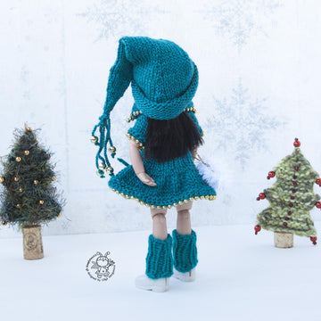 Knitted flat outfit Christmas Tree  for 8-9 inch dolls
