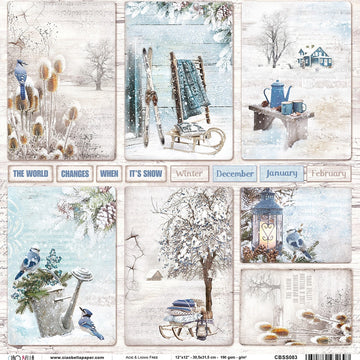 Ciao Bella Double-Sided Cardstock 90lb 12"X12" 12/Pkg - Winter Cards, Time For Home