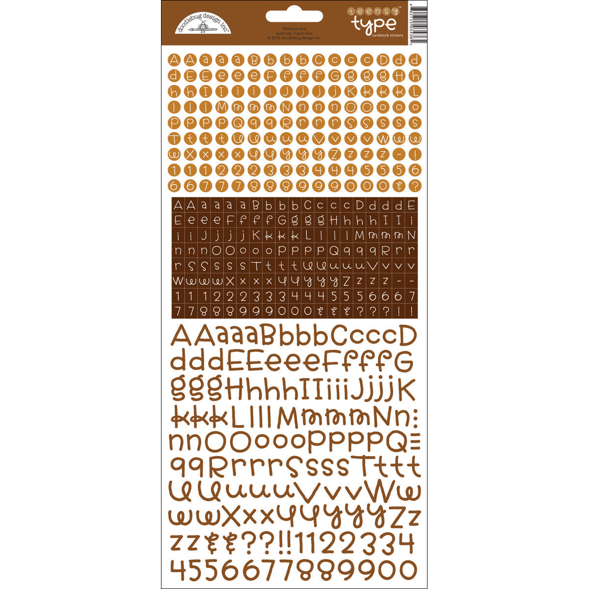Doodlebug Teensy Type Cardstock Alphabet Stickers 6"X13" - Bon Bon