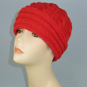 Rib Cuff Cable Beanie Hat