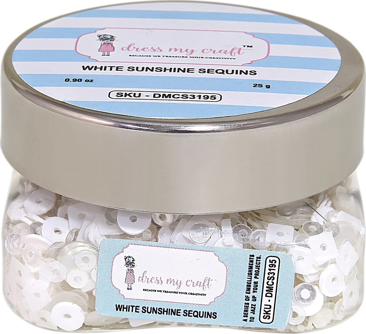 Dress My Crafts Sequins 25gms - White Sunshine